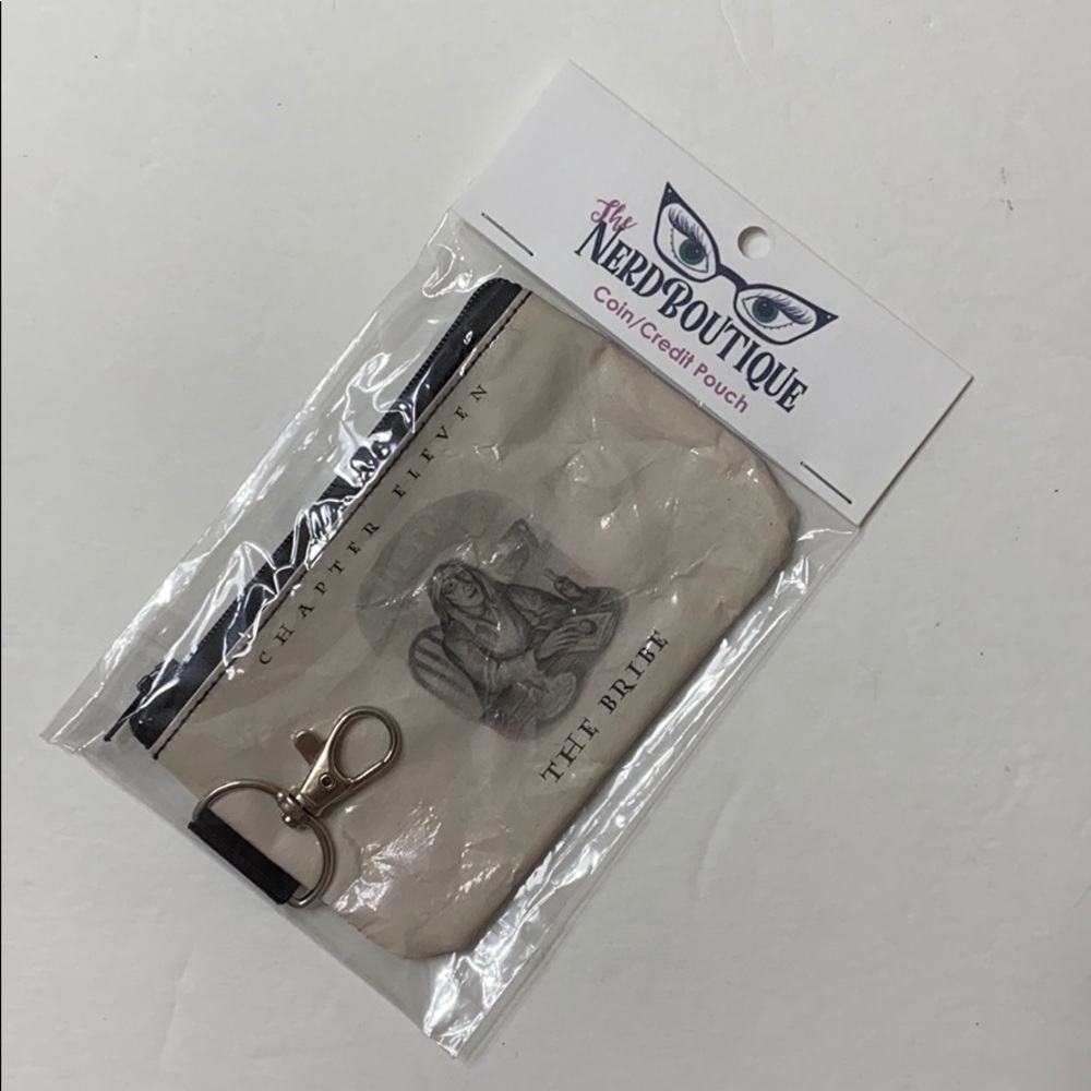 Hand made Book Page Coin/Credit Zip Pouch w/clip